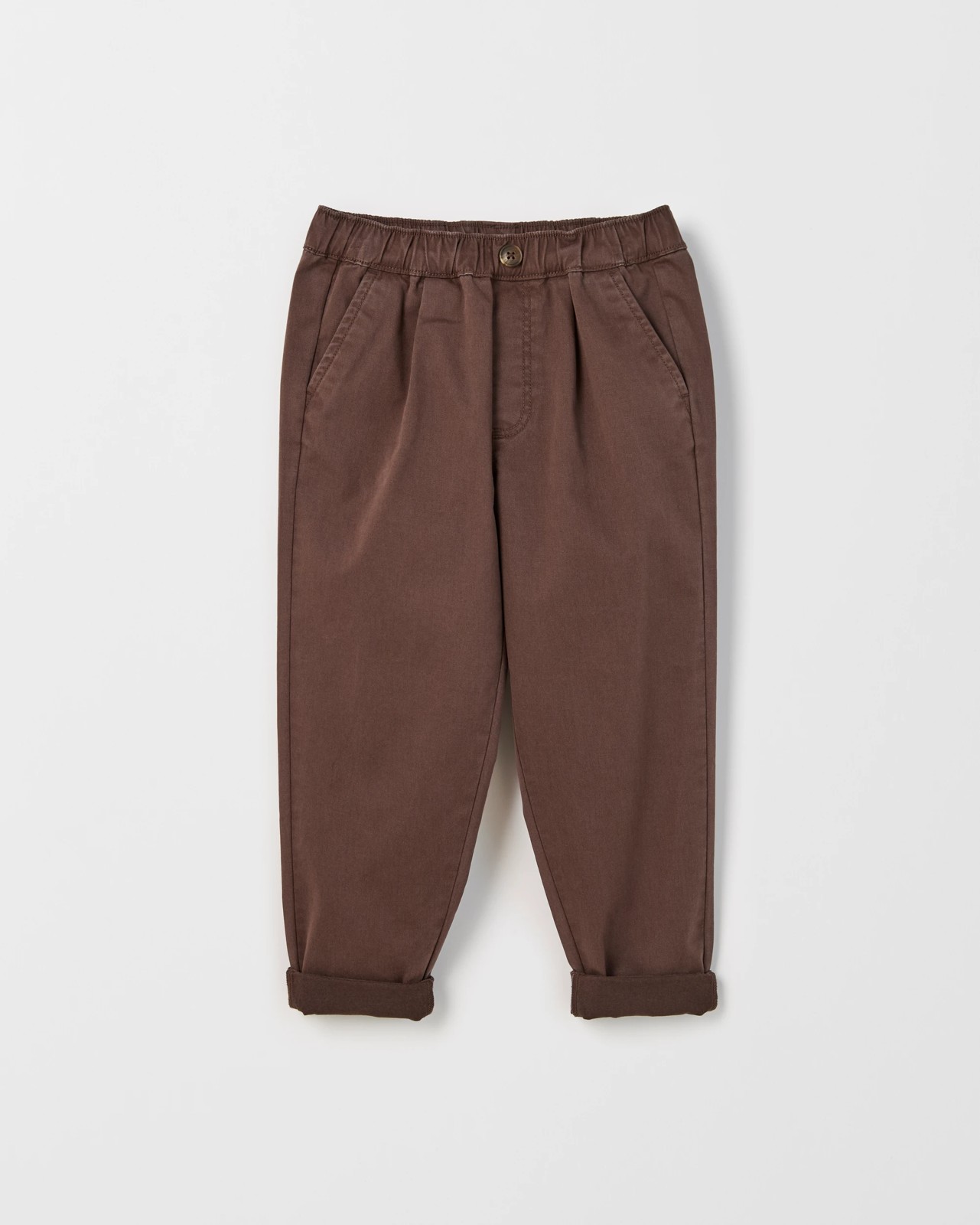 Australian Cotton Elastic Waist Chino Pants - Hot Fudge 4 of 5
