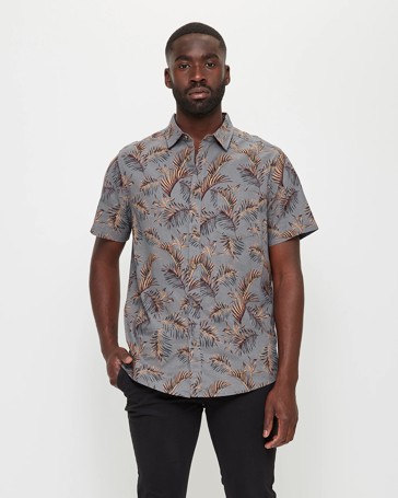 Linen Blend Leaf Print Shirt