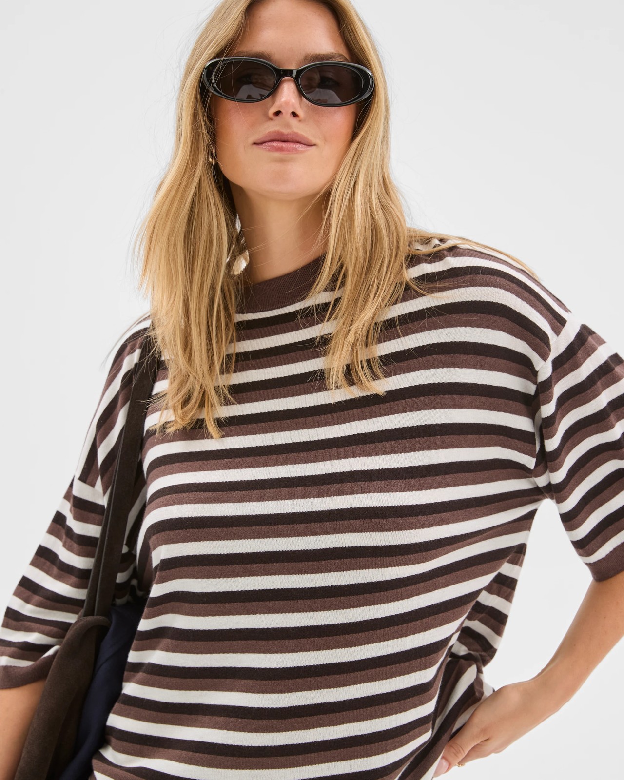 Lily Loves Striped Knit T-Shirt - Bark 5 of 5