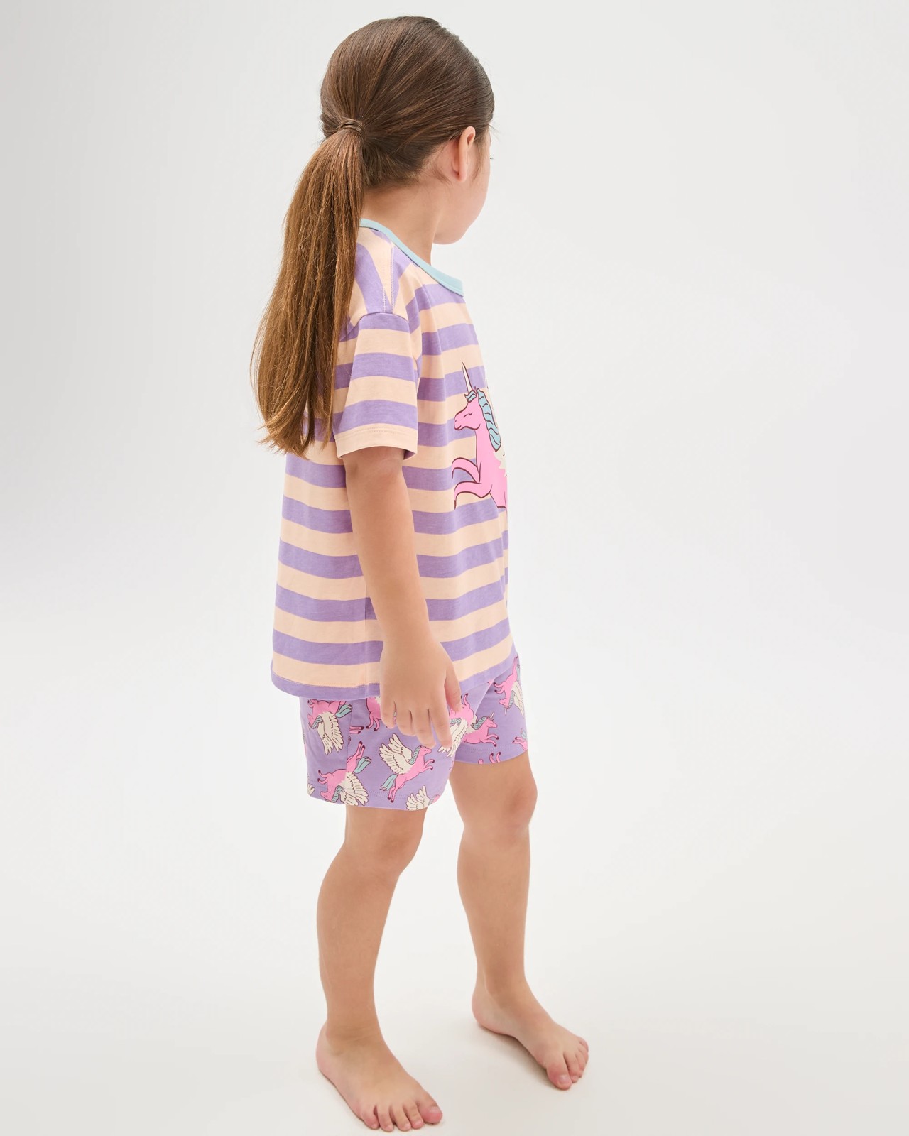 Australian Cotton Younger Girls Oversized Jersey Pyjama Set - Unicorn Multi 2 of 6