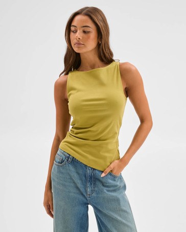 Lily Loves Australian Cotton Blend Asymmetrical Hem Tank Top