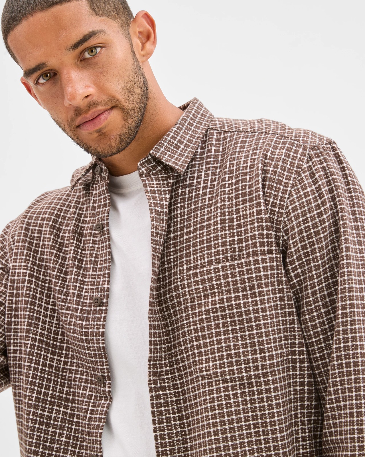 Australian Cotton Long Sleeve Flannelette Shirt  - Dark Brown 5 of 5
