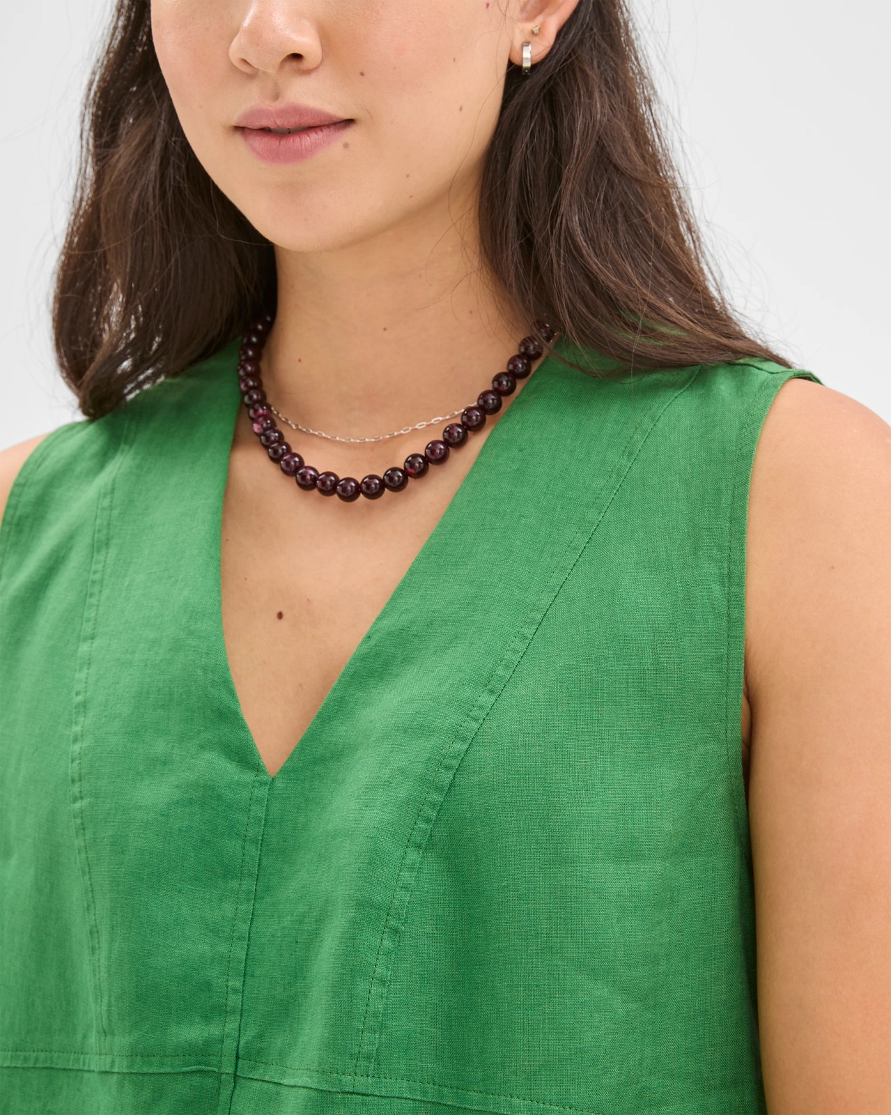 European Linen Sleeveless Tunic - Verdand Green 5 of 6
