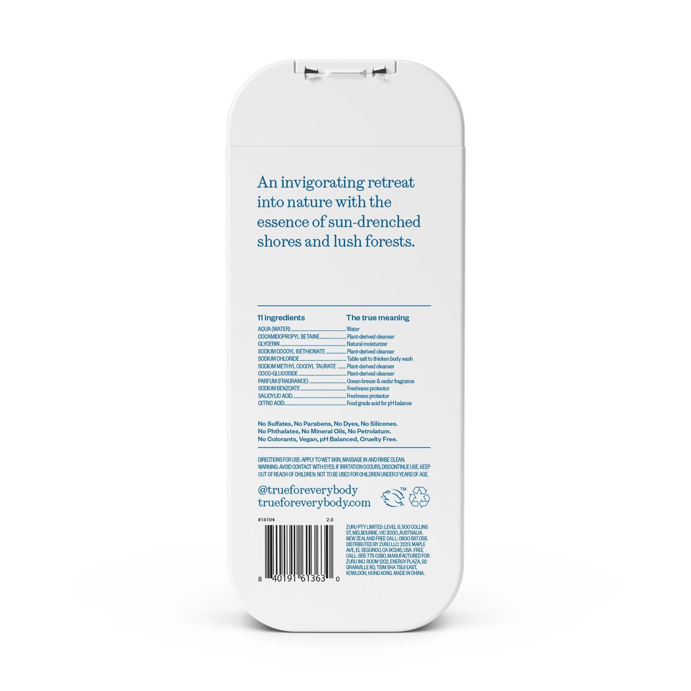 True Inc Moisturising Body Wash 532ml - Ocean Breeze & Cedar 2 of 5