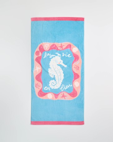 Kids Sea Horse Printed Velour Australian Cotton Beach Towel