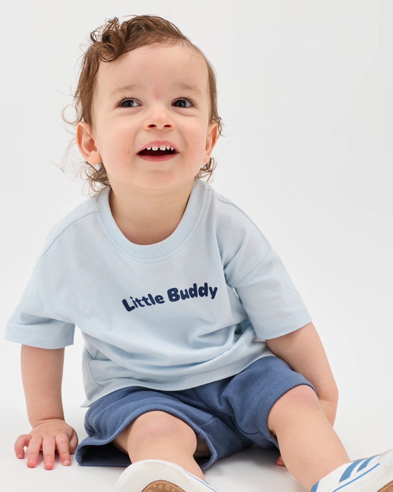 Baby Organic Cotton French Terry Shorts - Vintage Indigo 3 of 5
