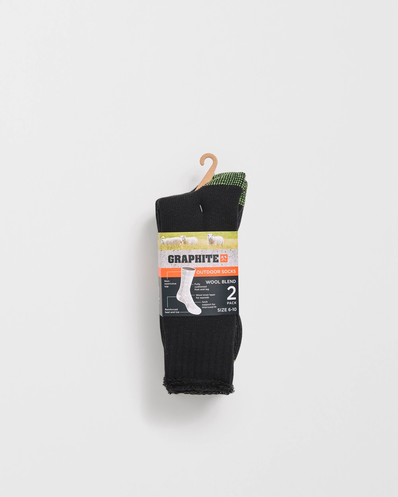 Graphite Wool Blend 2 Pack Crew Work Socks - Black 3 of 3