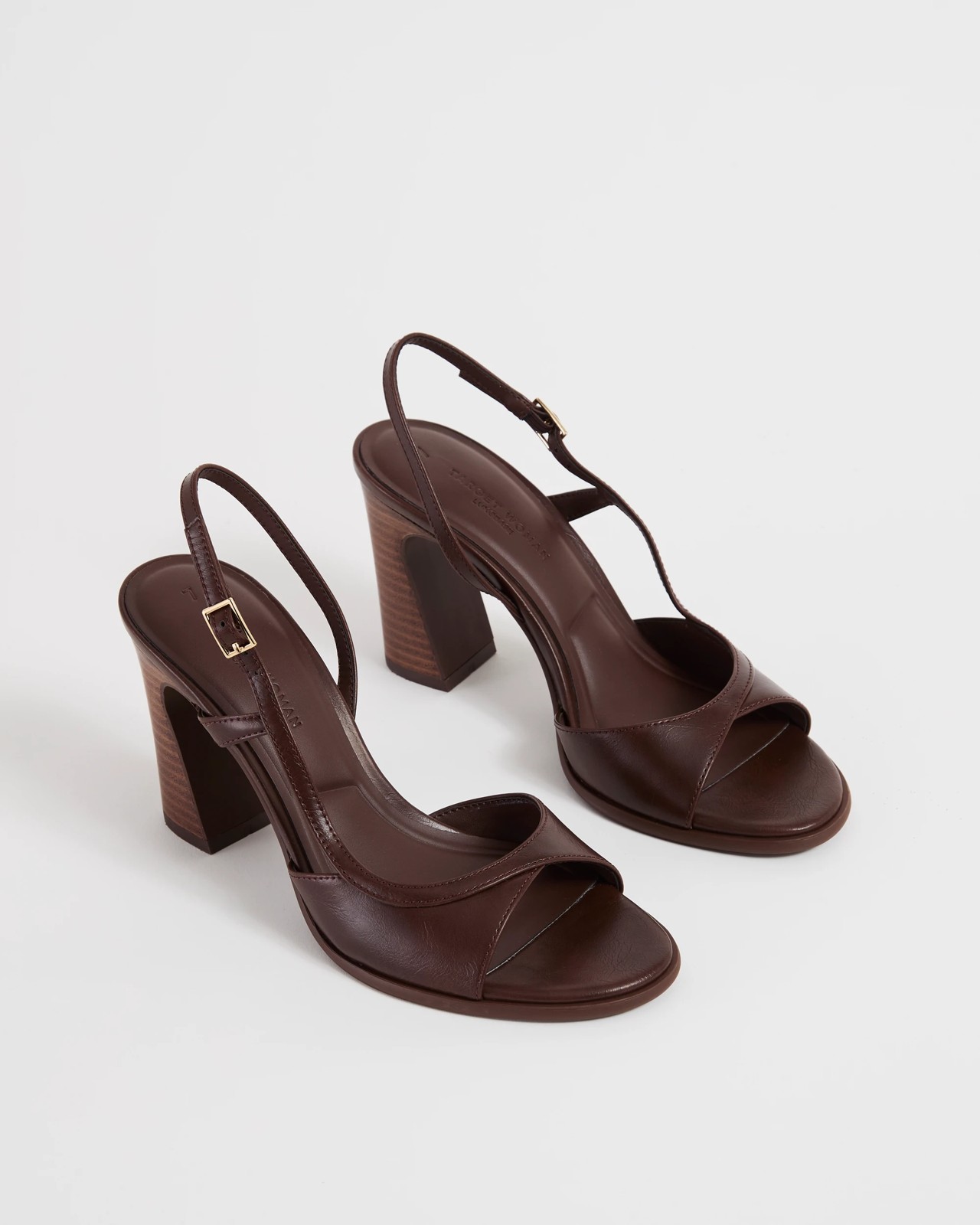 Stacked Wood Slingback Heels - Ava - Chocolate 2 of 3