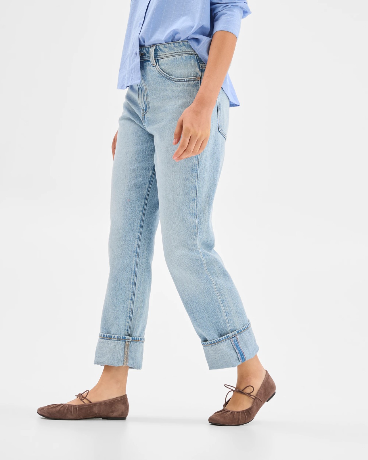 Straight Leg 90's Turn Up Denim Jeans 4 of 5