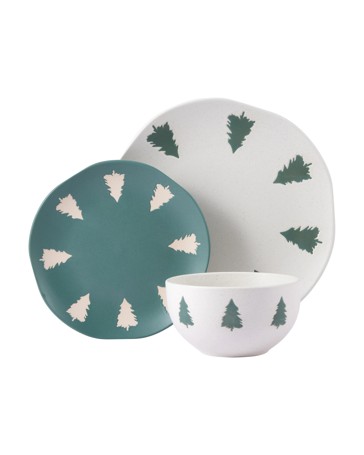 Anko 12 Piece Natural Christmas Tree Dinner Set