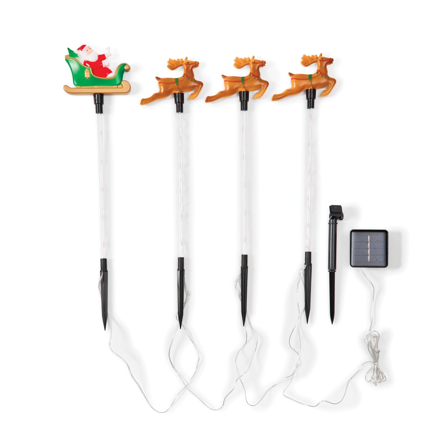 Anko 4 Pack Solar Powered LED Light-Up Multifunction Santa Sleigh Stakes 5 of 6