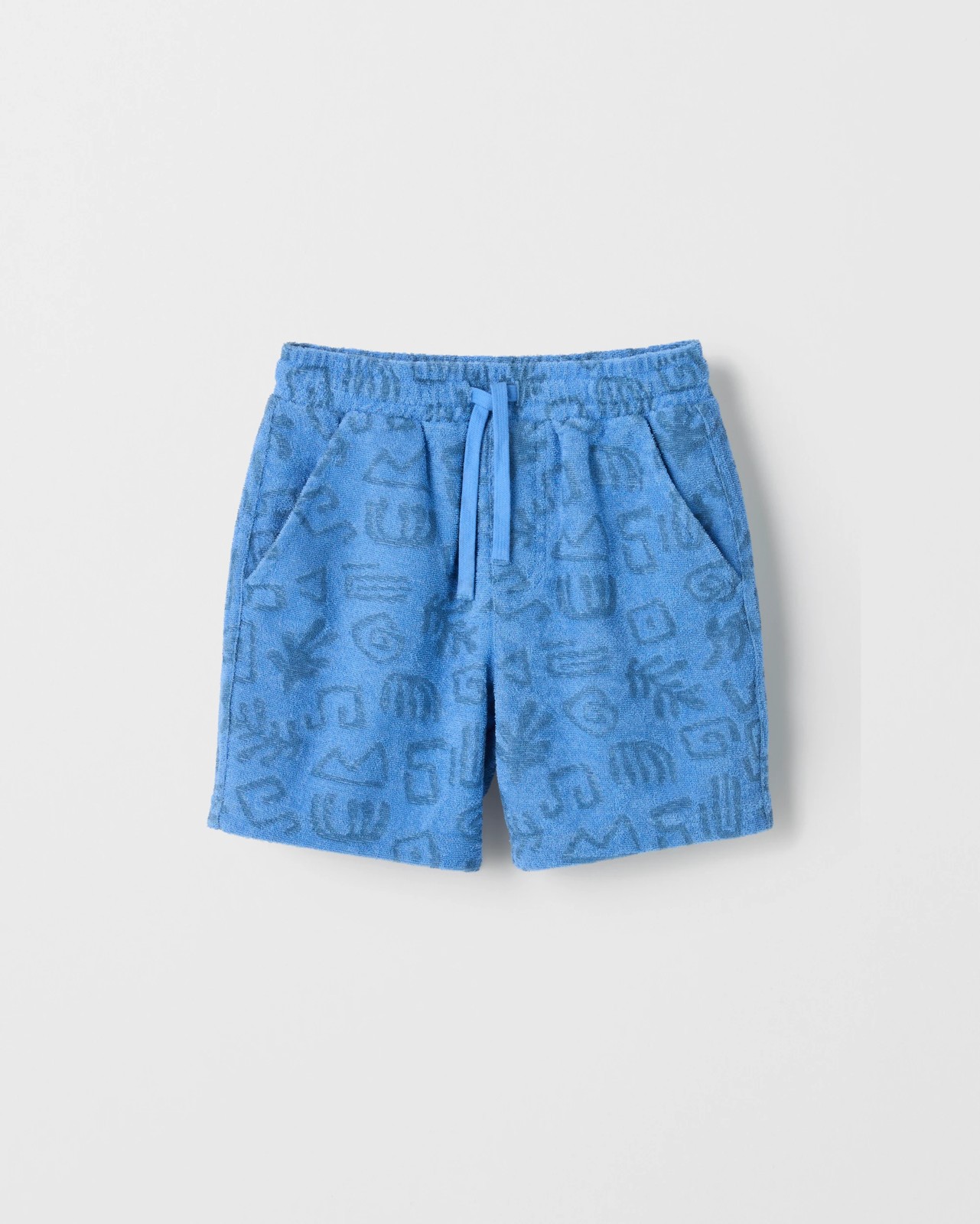 Australian Cotton Blend Terry Volley Shorts - Blue 5 of 6