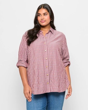 Plus Size Long Sleeve Check Shirt
