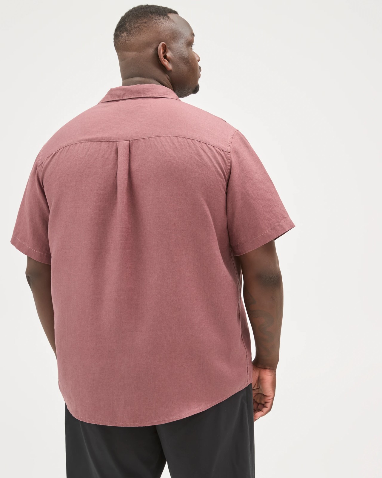 Plus Size European Linen Short Sleeve Shirt - Fudge 6 of 6