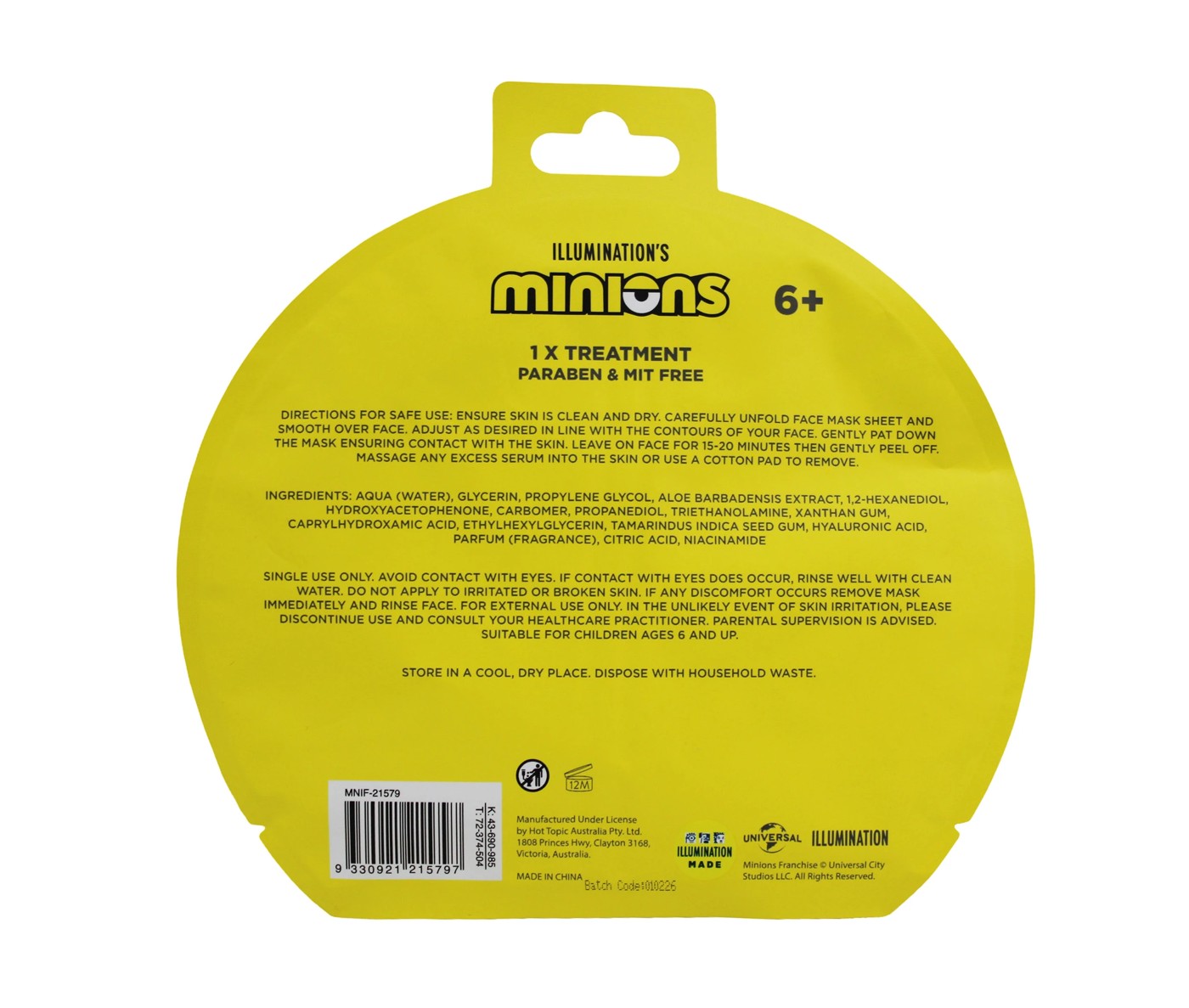 Illumination's Minions Bob & Tim Sheet Mask - Strawberry Scented 2 of 2