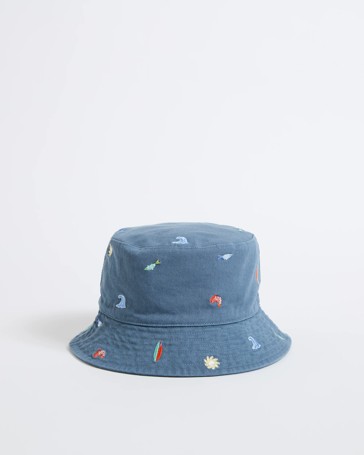 Cotton Embroidered Sea Scape Bucket Hat