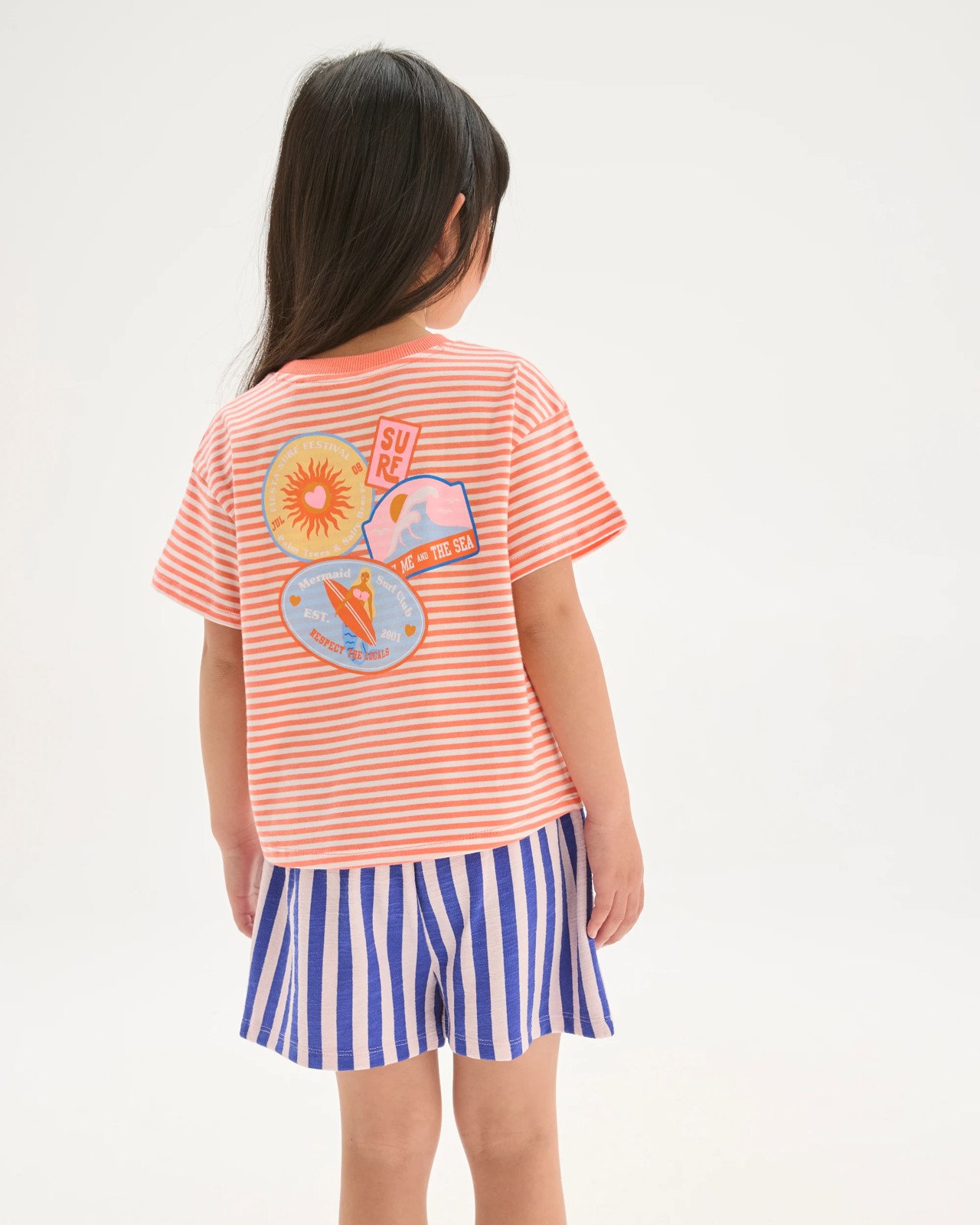 Australian Cotton Oversized T-Shirt - Orange Stripe Sporty 4 of 5