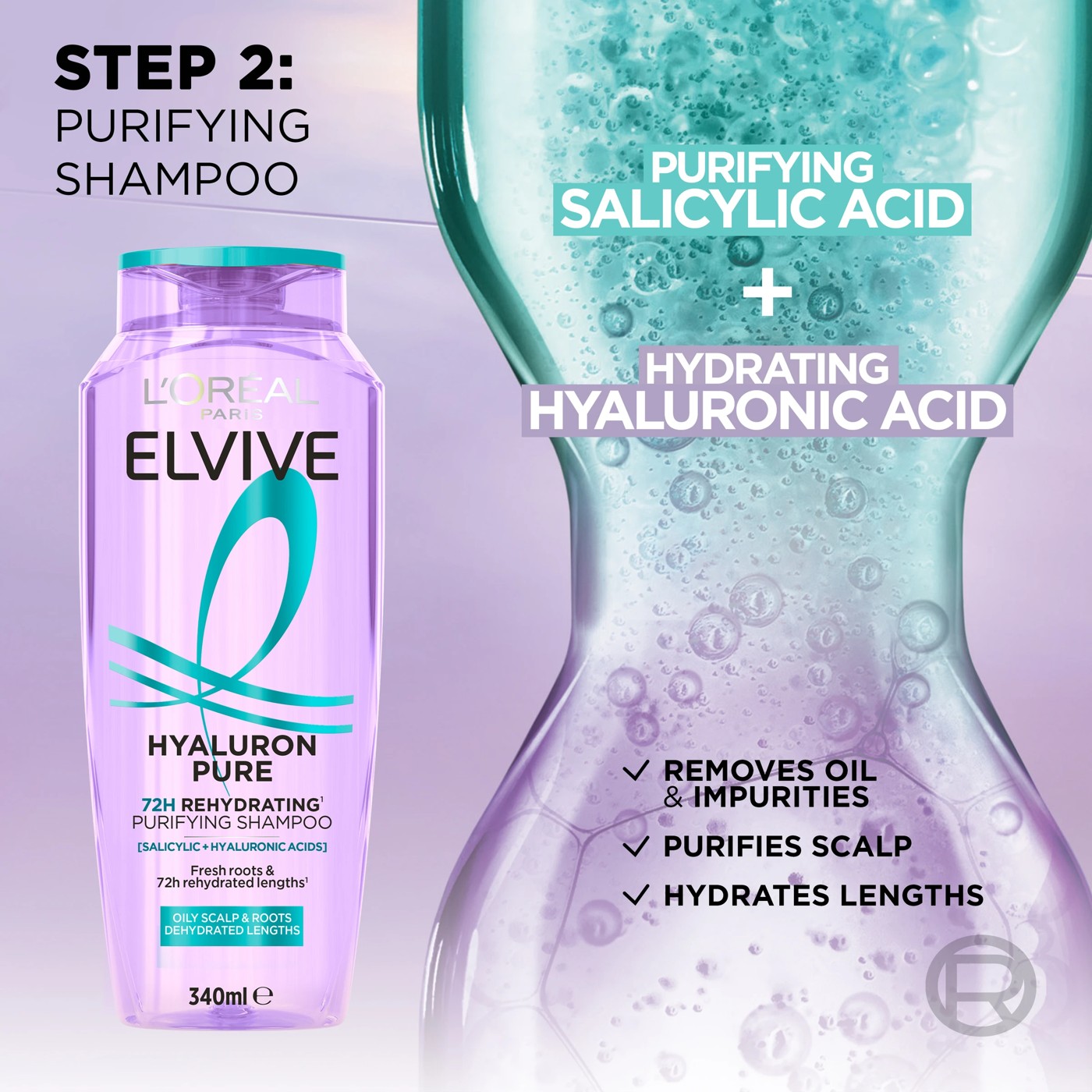 L'Oreal Paris Elvive Hyaluron Pure Shampoo 340ml 2 of 6