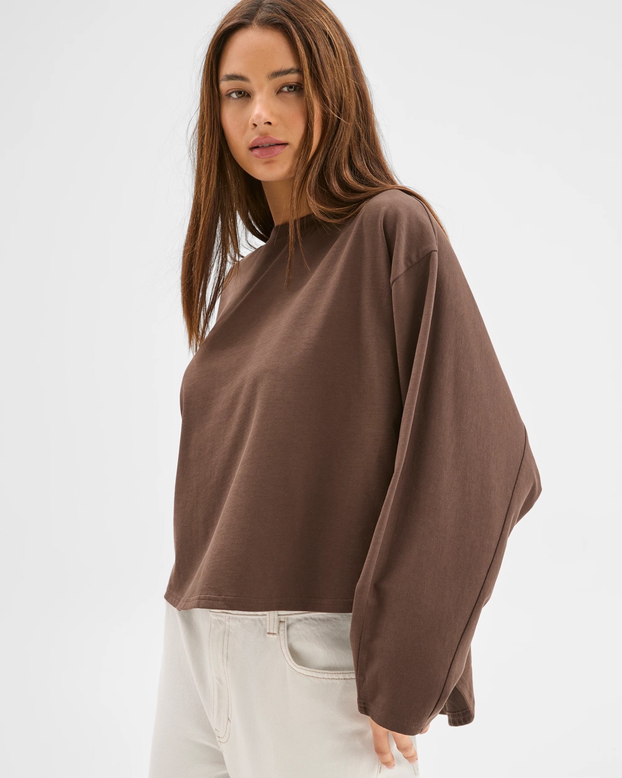 Lily Loves Australian Cotton Dolman Sleeve T-Shirt - Bark 5 of 5