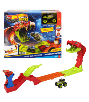 Hot Wheels Monster Trucks Snake Slam Takedown Playset with 1:64 Scale Bone Shaker
