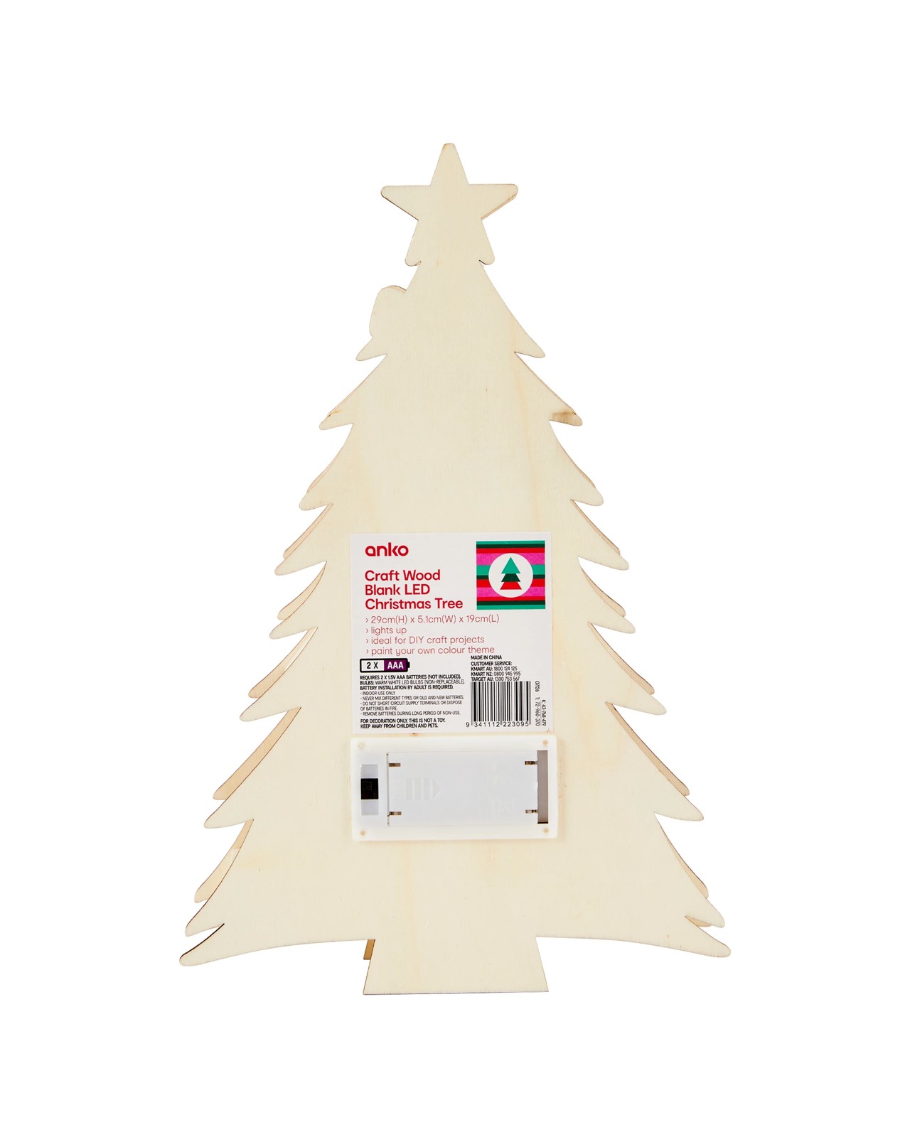 Anko Craft Wood Blank LED Christmas Tree 6 of 6