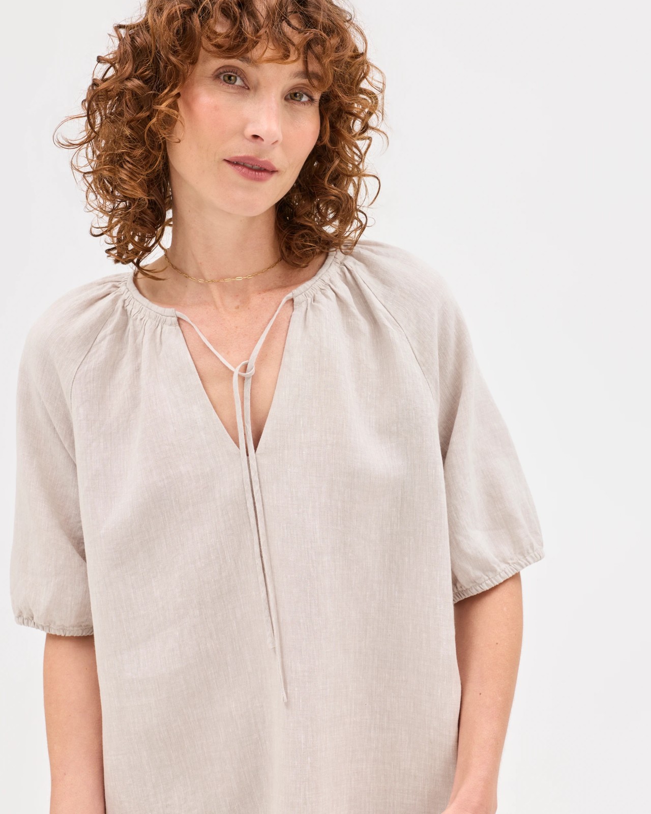 European Linen Mini Femme Dress - Flax 5 of 6