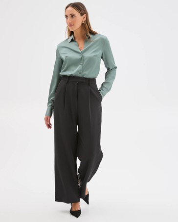 Preview Satin Long Sleeve Button Up Shirt