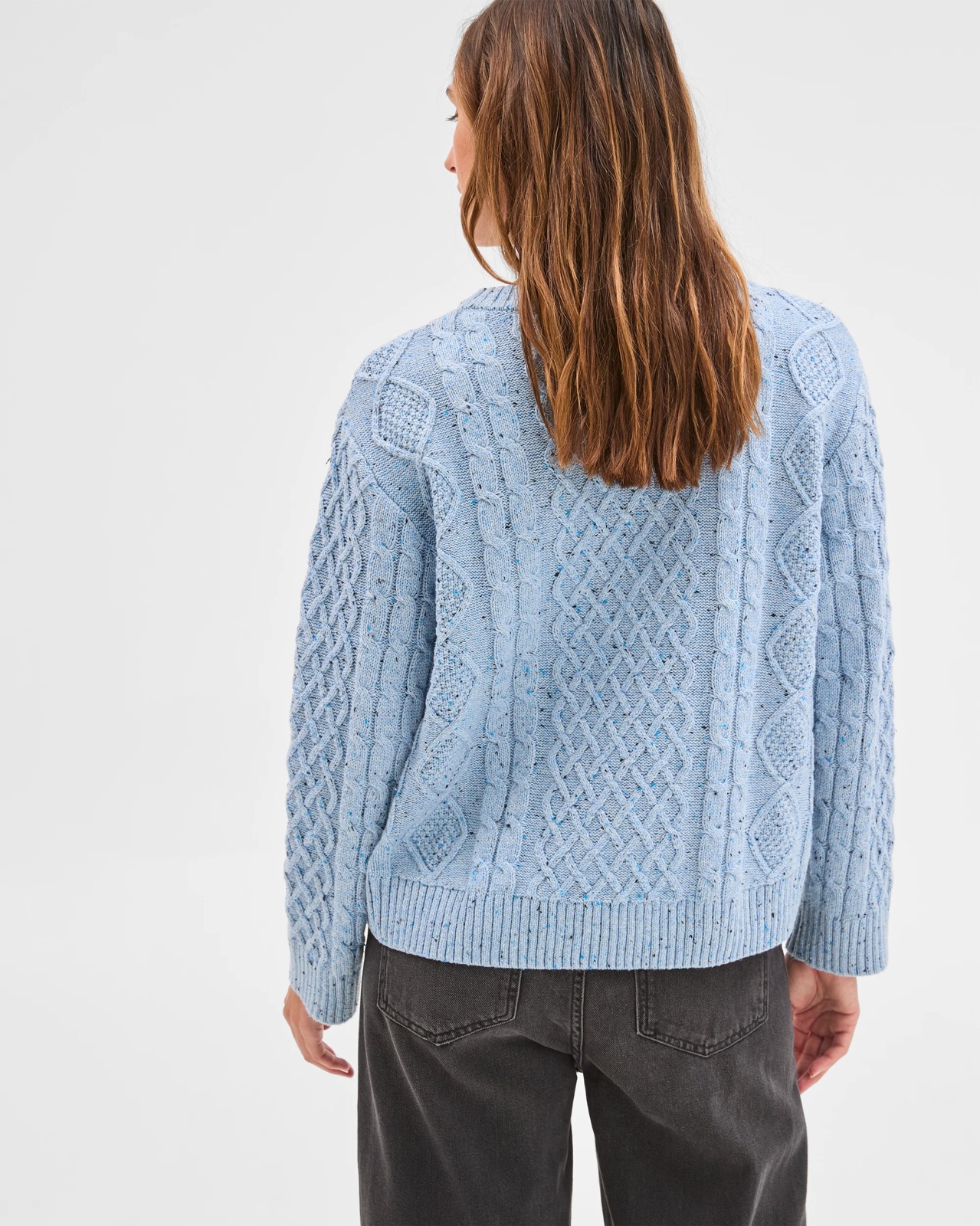 Australian Cotton Blend Cable Knit Sweater - Cornflower 5 of 5