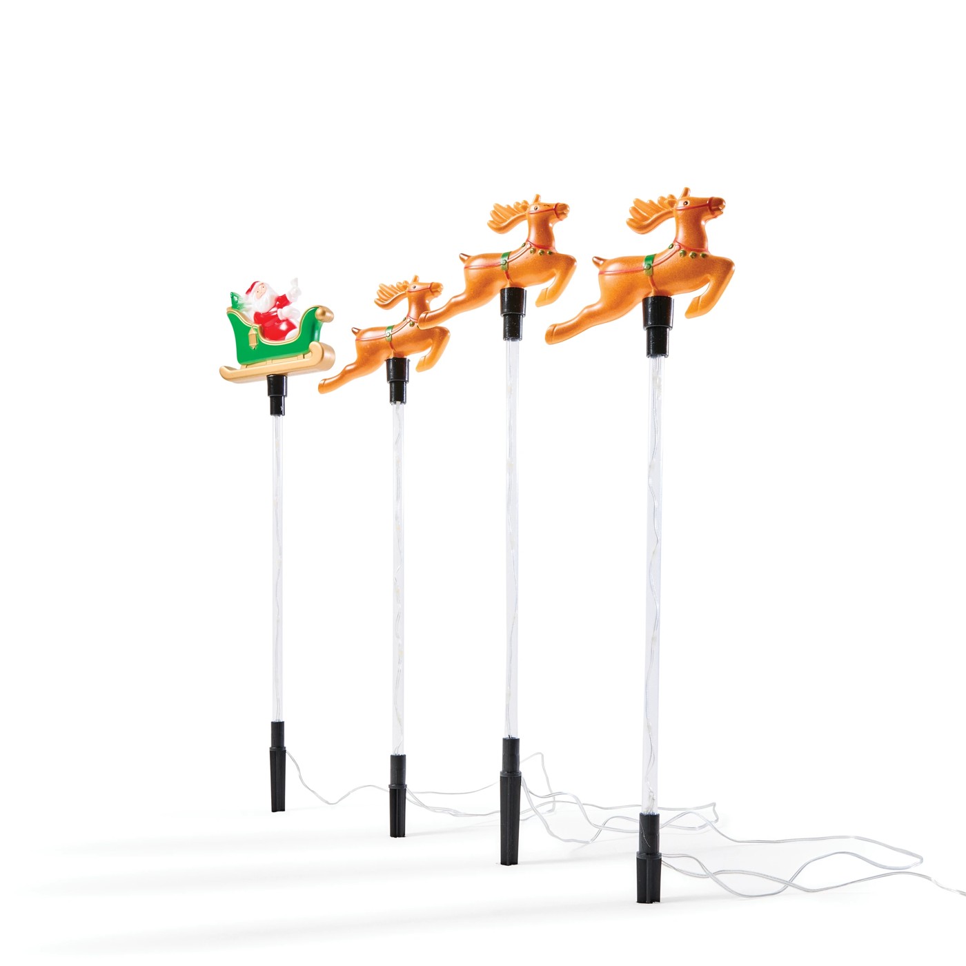 Anko 4 Pack Solar Powered LED Light-Up Multifunction Santa Sleigh Stakes 4 of 6
