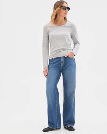 Australian Cotton Long Sleeve Stretch Crew T-Shirt