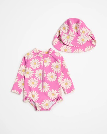 Baby Unitard Swim Set with Hat 2 Piece