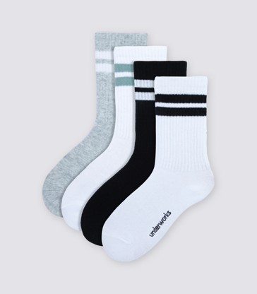 Underworks Kids Striped Rib Crew Socks 4pk