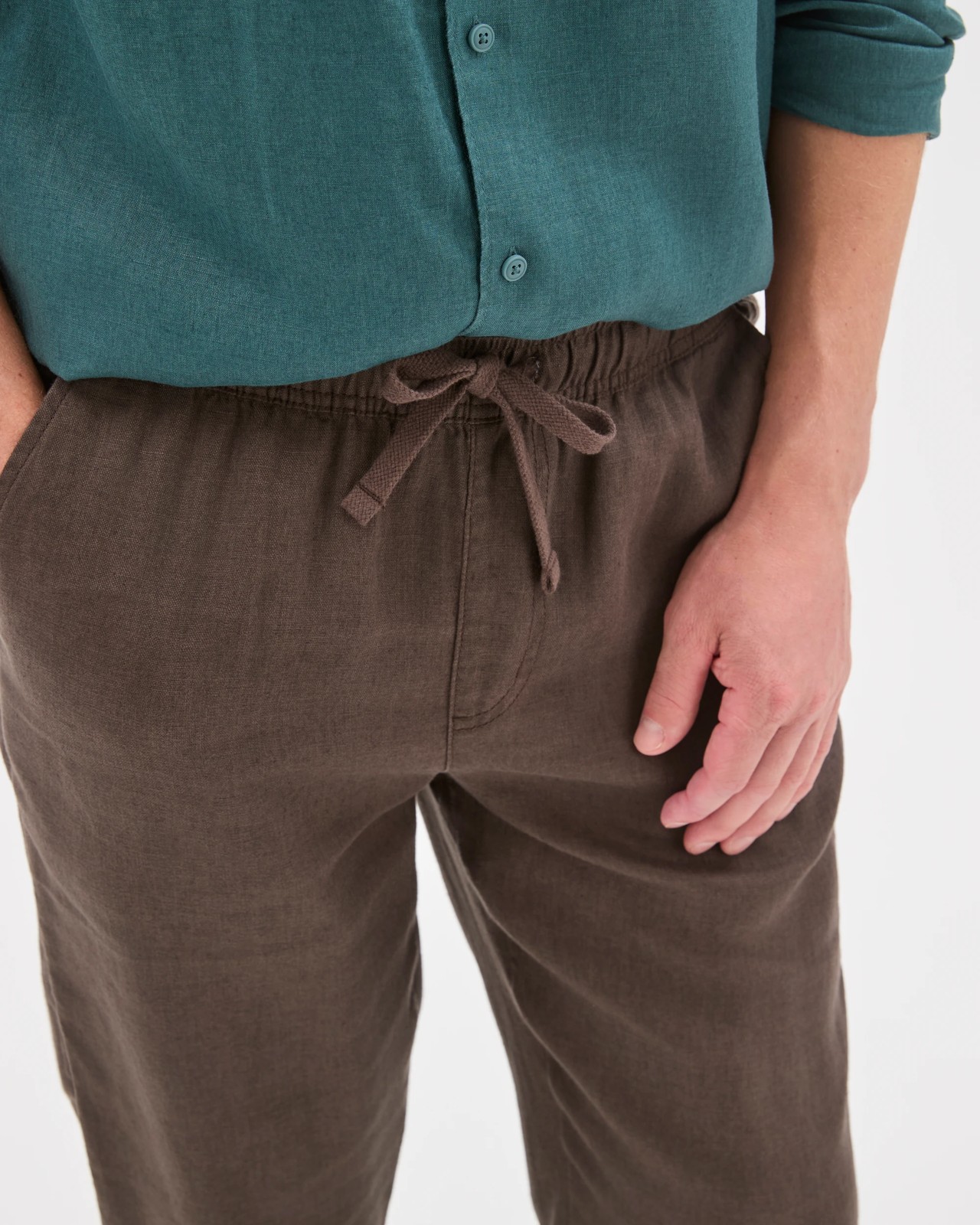 European Linen Full Length Pants - Chocolate 5 of 5