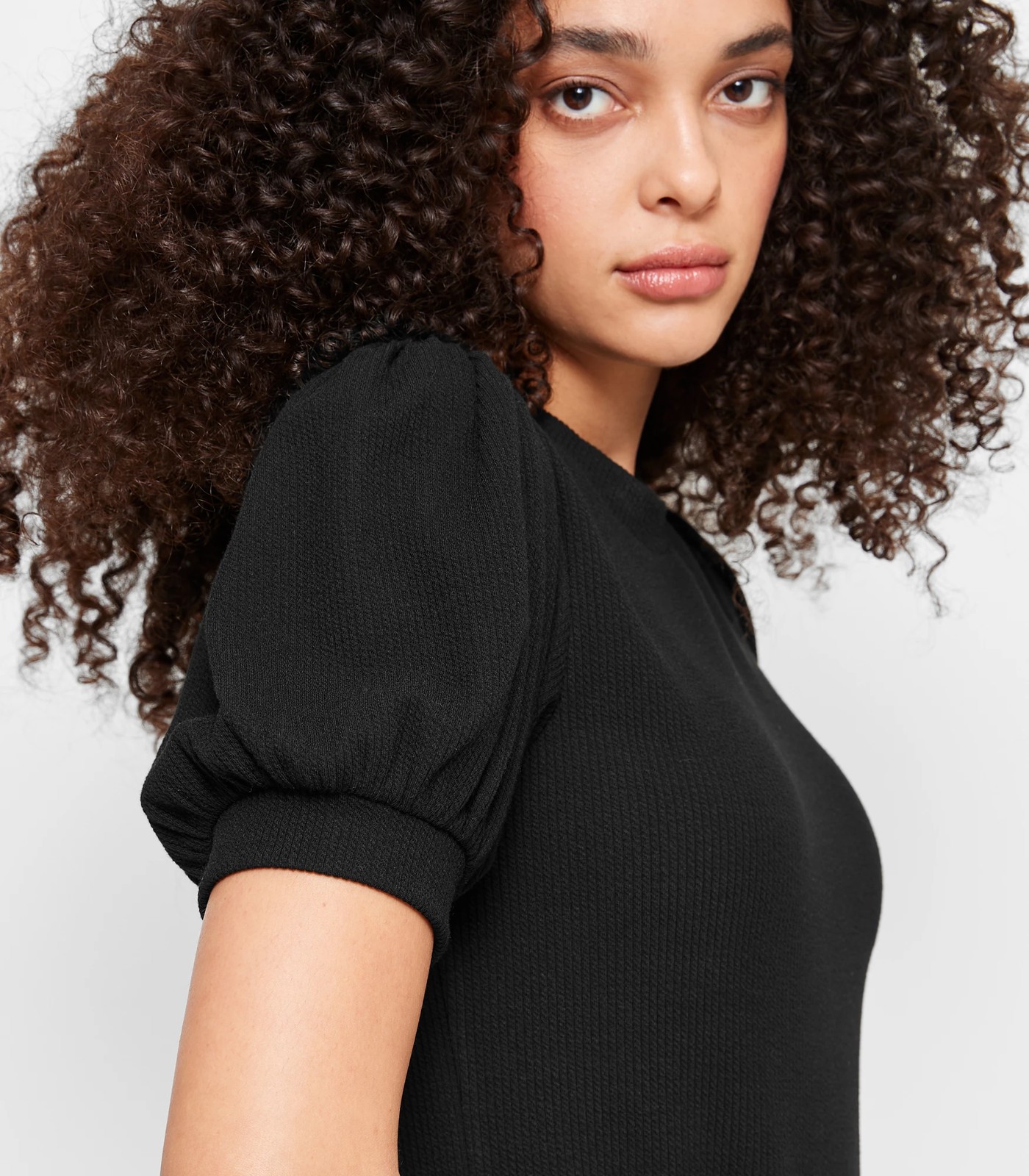 Puff Sleeve Rib T-Shirt - New Black | Target Australia