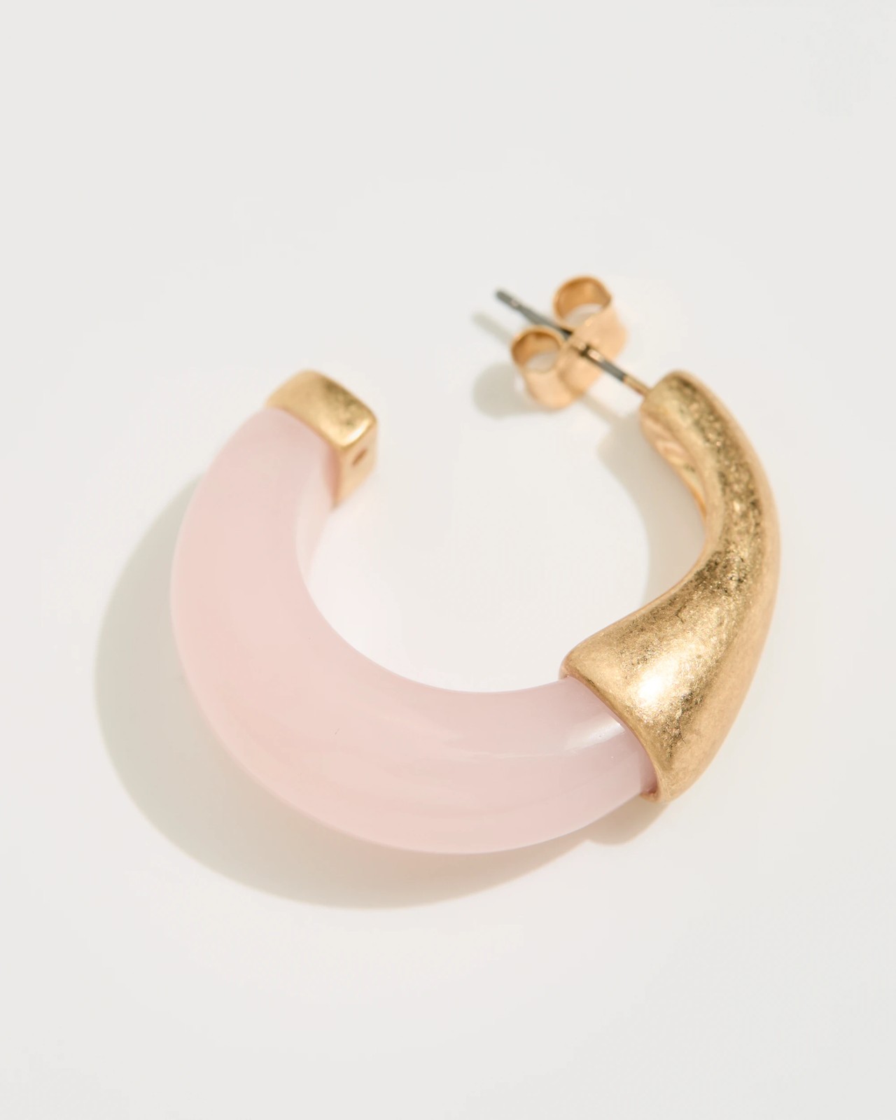 Two Tone Resin Hoop Earrings - Pink 2 of 2