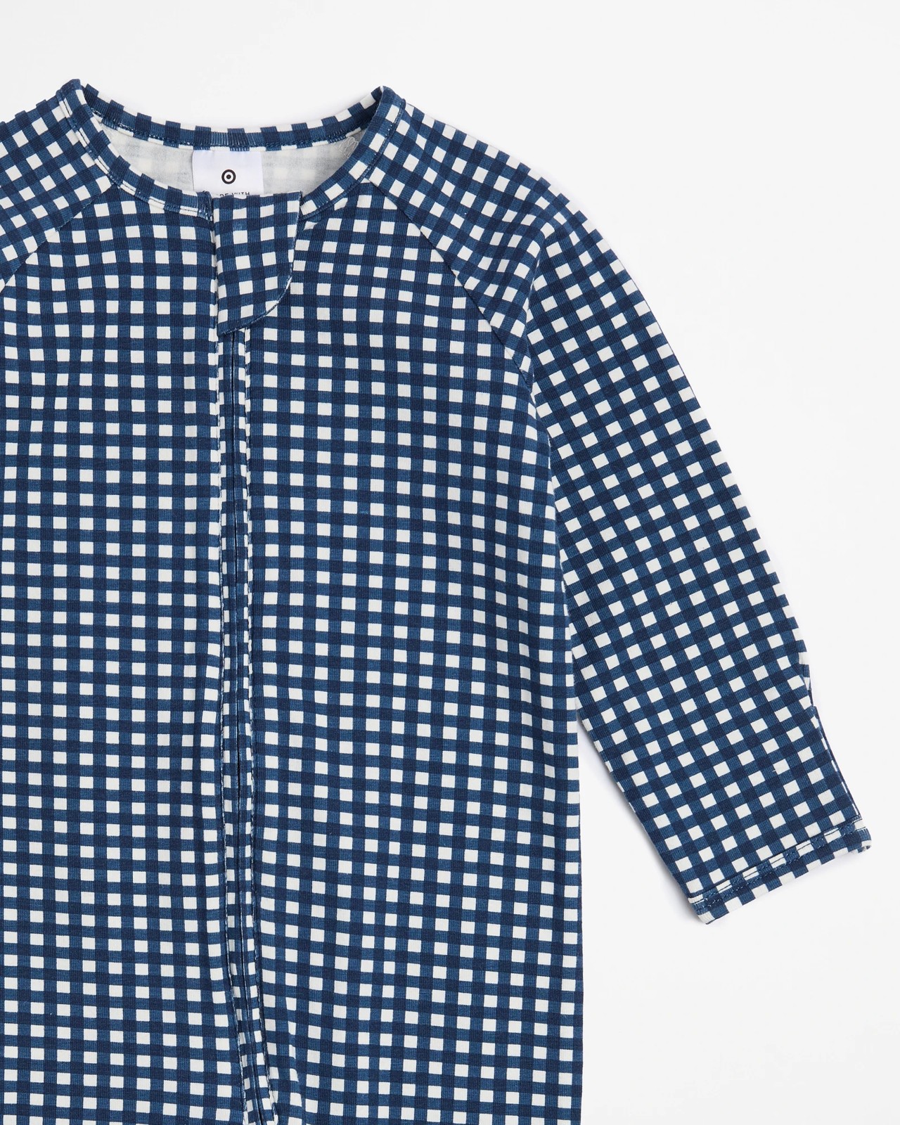 Baby Organic Cotton Print Zip Coverall - Navy Gingham 3 of 4