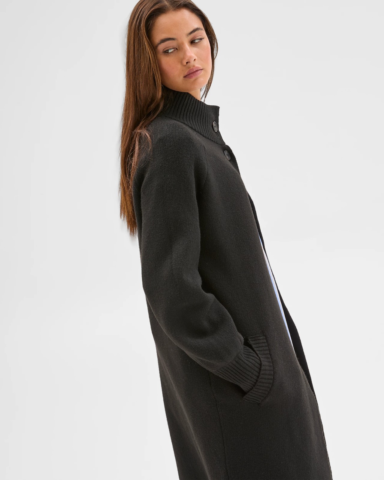 Lily Loves Funnel Neck Longline Cardigan - Black 5 of 5