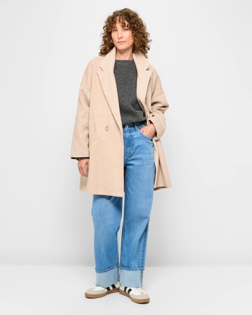 Long Sleeve Herringbone Car Coat