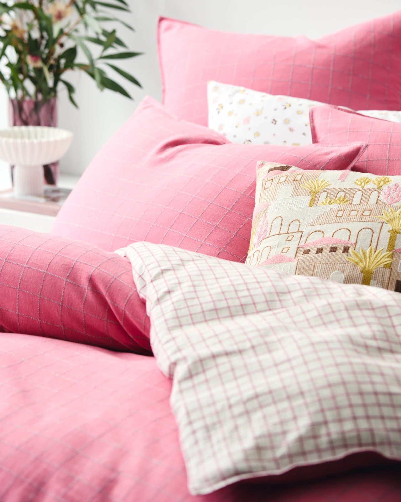 Ayla Check Linen/Cotton Quilt Cover Set 5 of 6