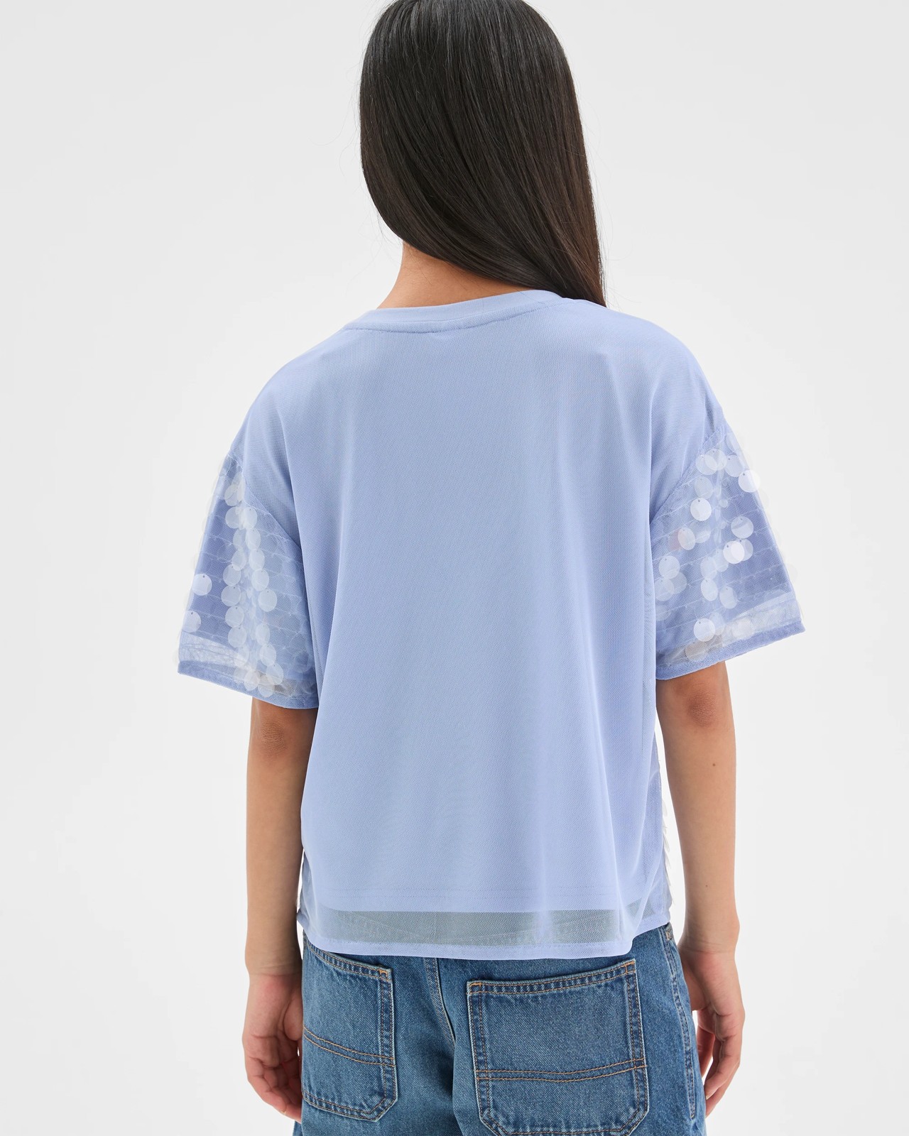 Sequin Short Sleeve T-Shirt - Blue 4 of 6