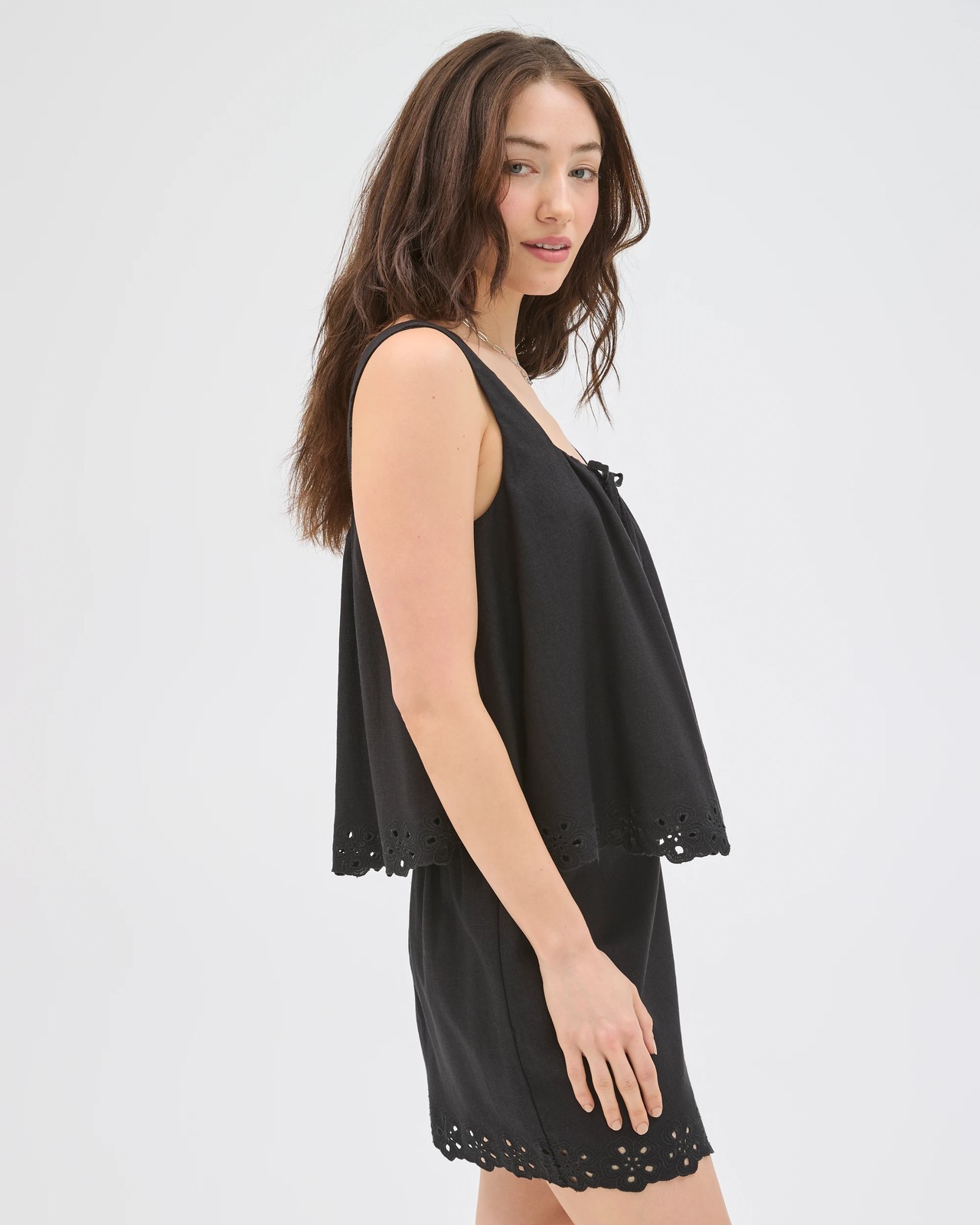 Lily Loves European Linen Blend Embroidered Mini Skirt - Black 5 of 5