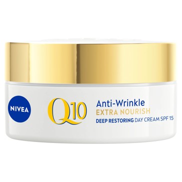 Nivea Q10 Anti-Wrinkle Extra Nourish Deep Restoring Day Cream SPF15 50ml - Pure Q10, Argan Oil and Squalane