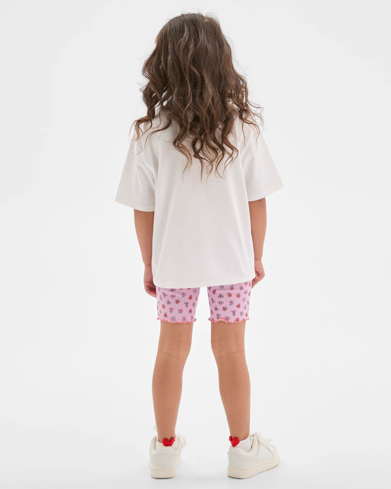 Australian Cotton Blend T-Shirt and Bike Shorts Set - White Floral 4 of 5