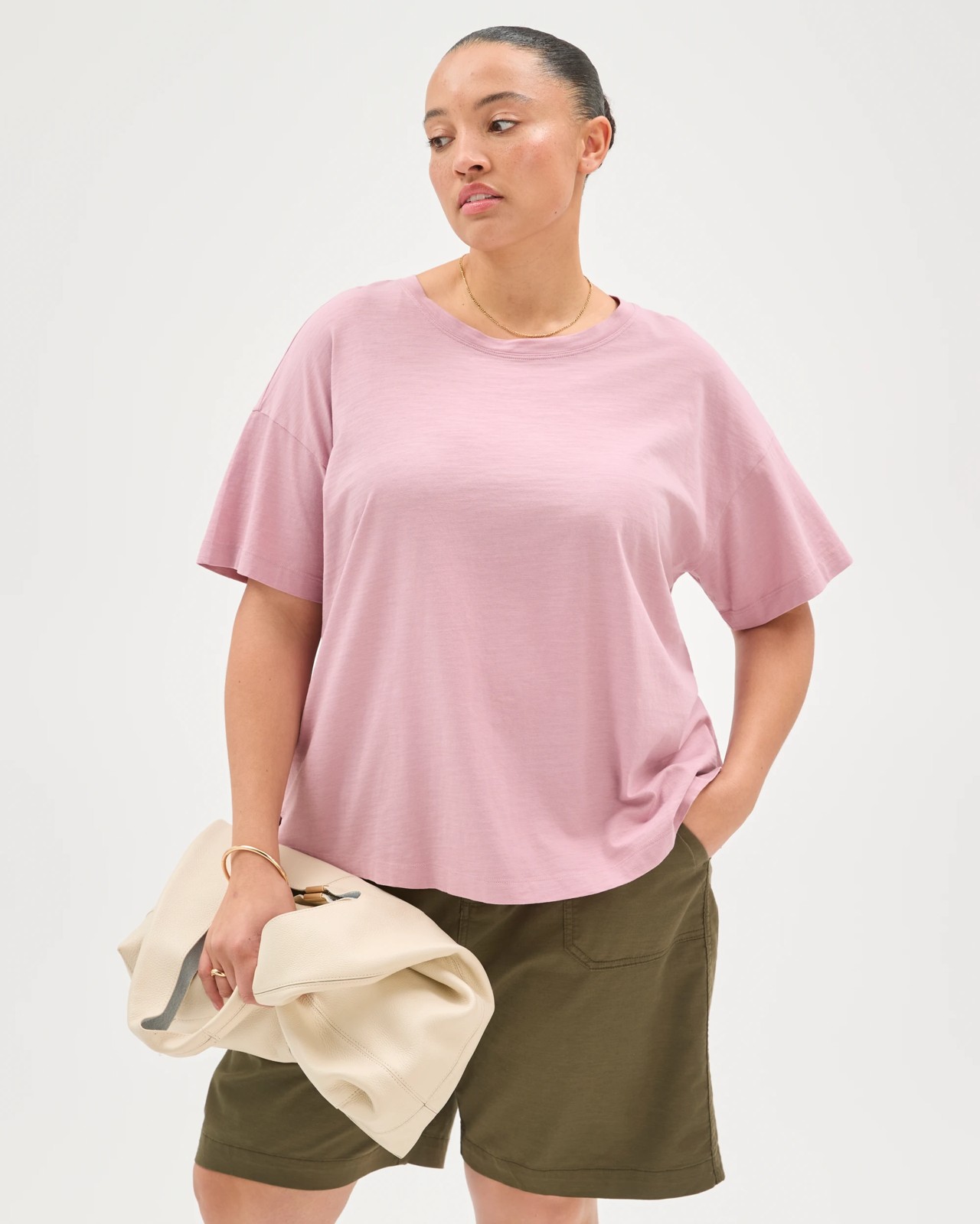 Plus Size Australian Cotton Slub Boxy T-Shirt - Whipped Berry 2 of 6