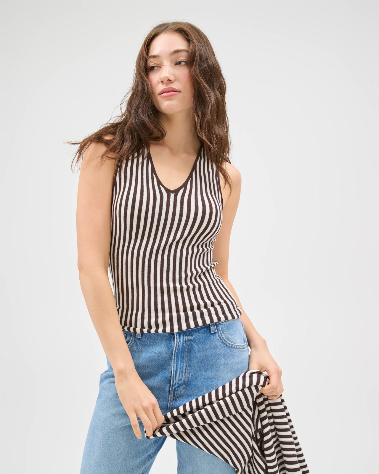 Lily Loves Tank Top and Scarf Set - Truffle Stripe 5 of 6