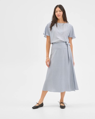 Preview Asymmetrical Wrap Front Midi Skirt