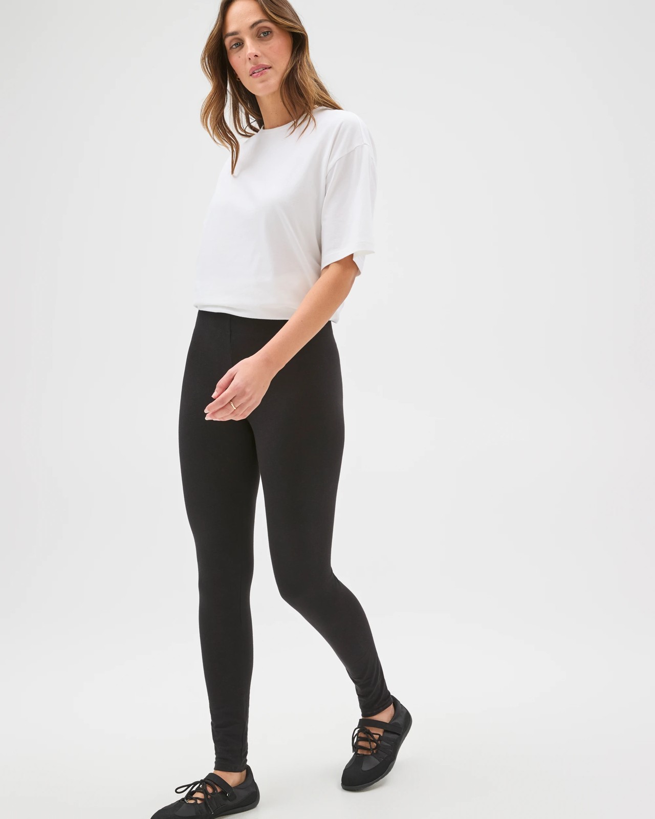 Active Australian Cotton Full Length Stretch Leggings - Black 3 of 5