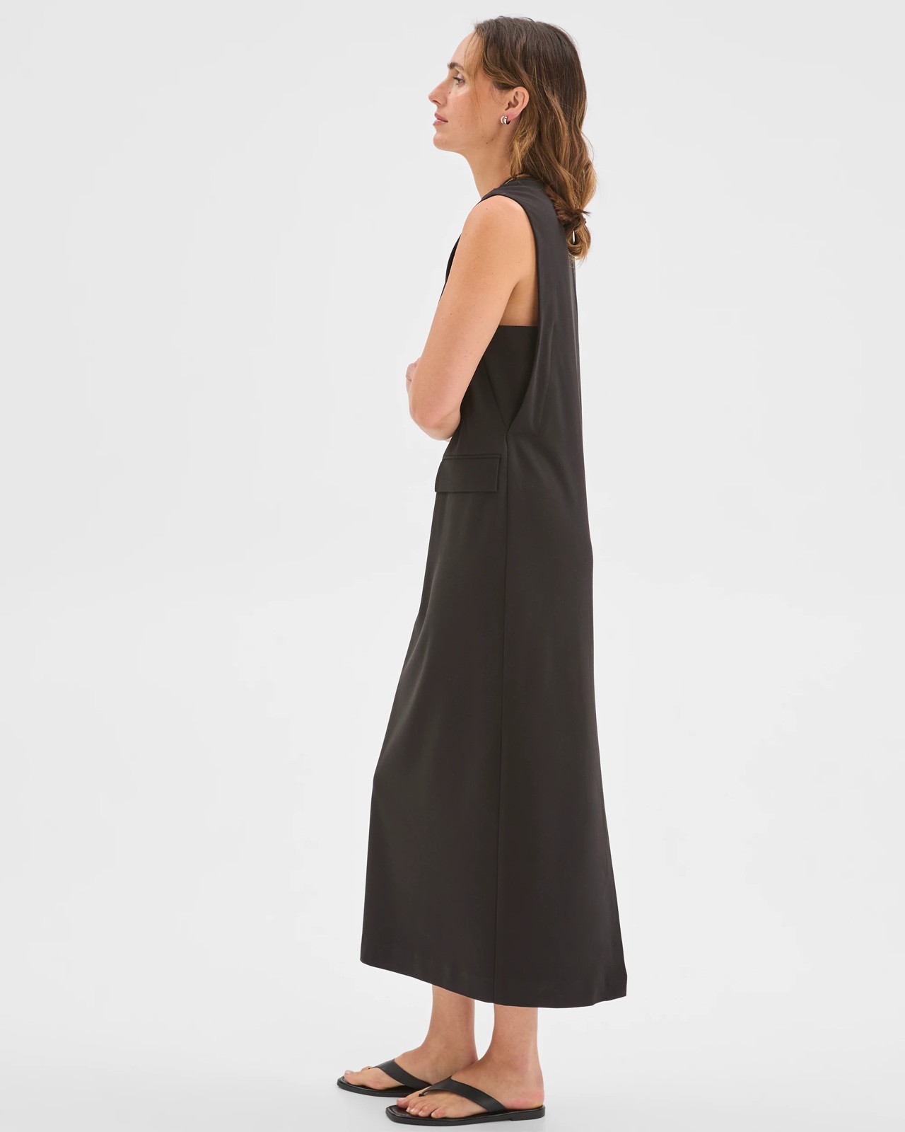 Preview Deep V-Neck Column Midi Dress 5 of 5