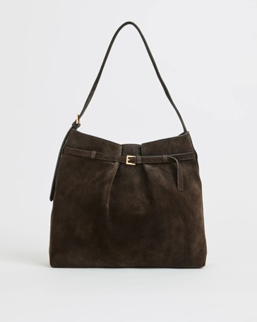 Premium Suede Leather Belted Bucket Bag