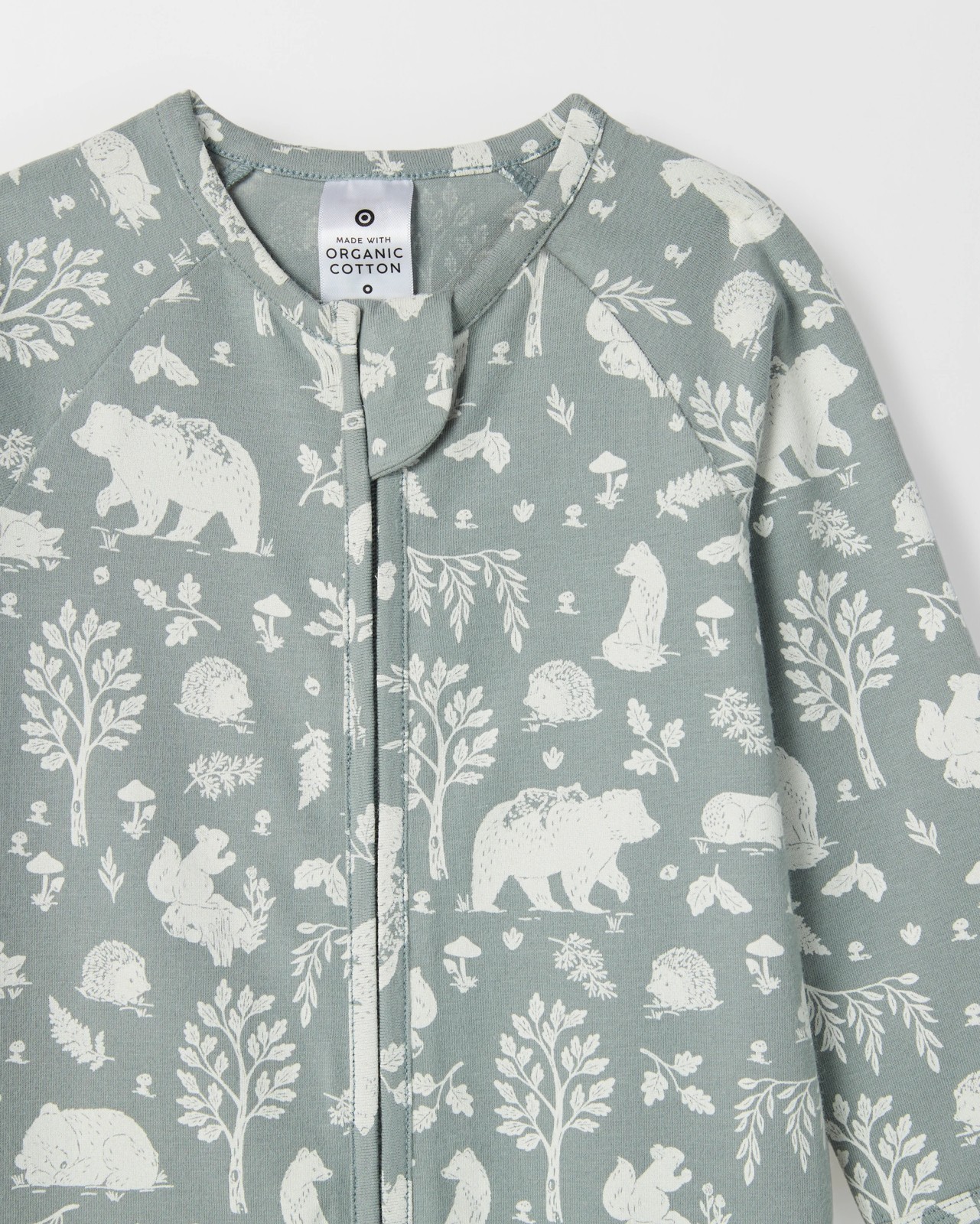 Baby Organic Cotton Zip Front Footless Coverall - Woodland 5 of 5